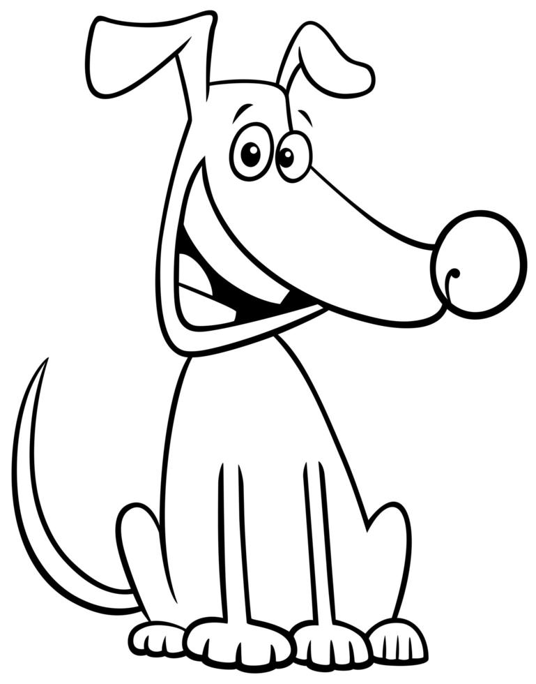 Cartoon sitzen Hund Charakter Farbbuch Seite vektor