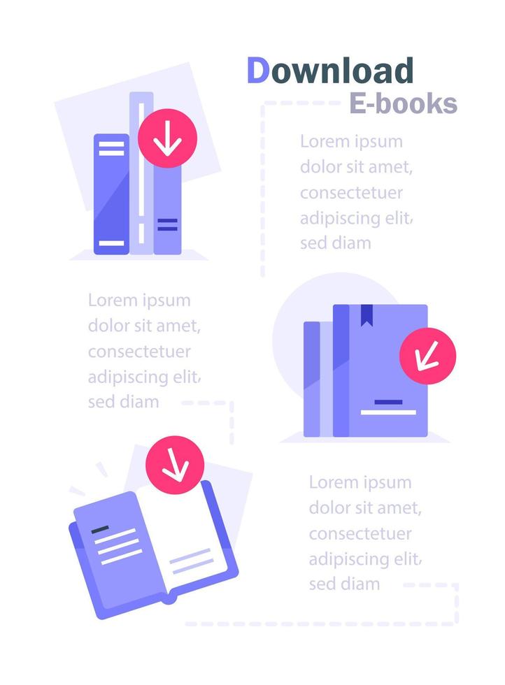 ebook ladda ner, e-bok marknadsföring, platt design ikon vektor illustration
