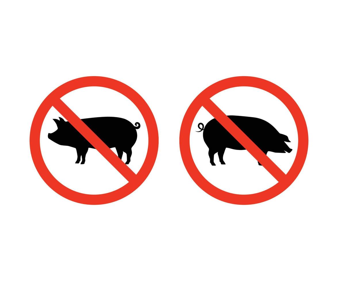 kein Schweinefleisch-Symbol. Schweinefleisch-Verbotsschild. kein Schweinezeichen. Verbotenes Schweinesymbol vektor