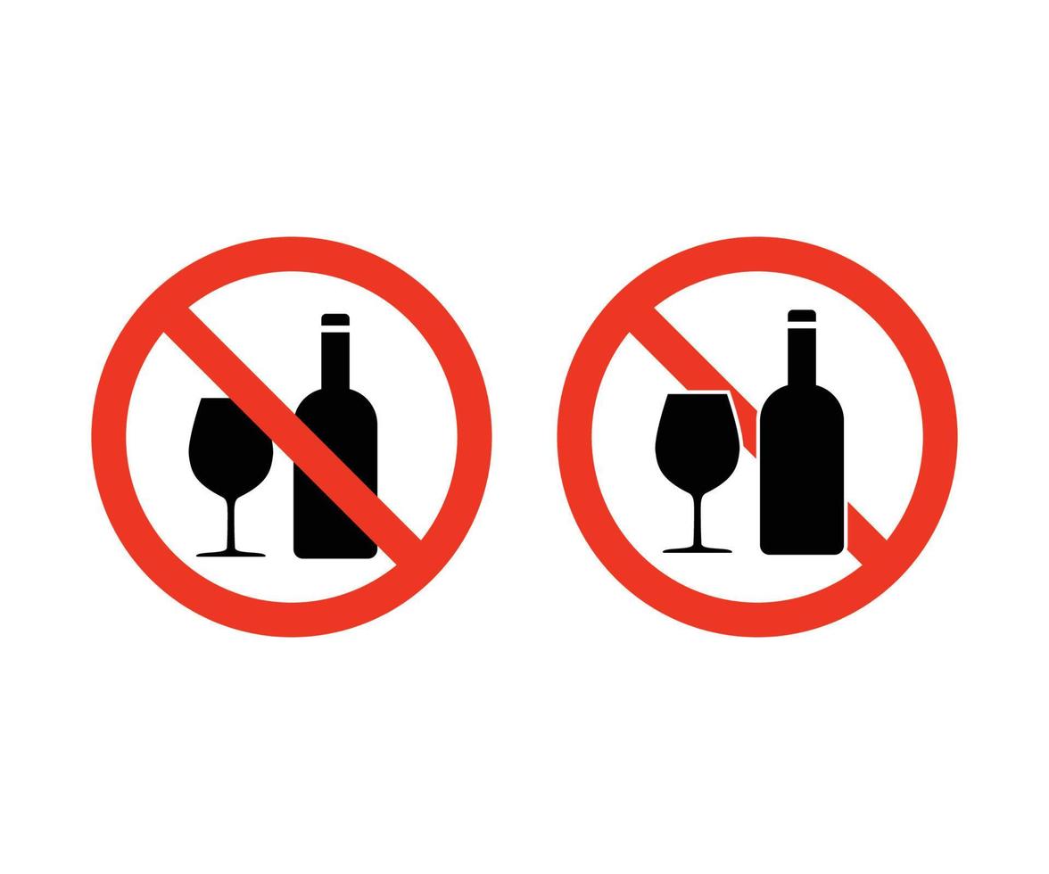 Zeichen für Alkoholverbot. kein alkoholzeichen. Stoppen Sie das Alkoholsymbol vektor