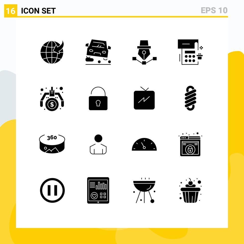 modern uppsättning av 16 fast glyfer och symboler sådan som framställning fest teckning händelse kalender redigerbar vektor design element