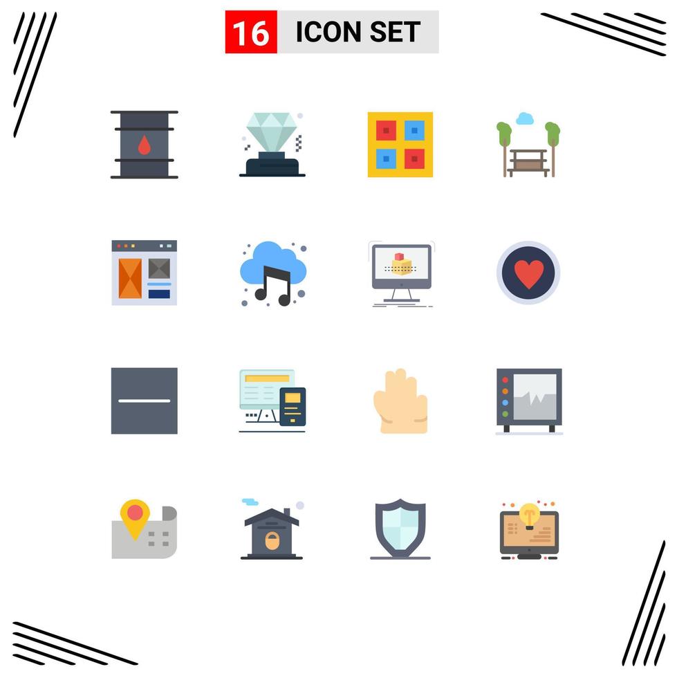 modern uppsättning av 16 platt färger pictograph av browser se anlände bänk frakt redigerbar packa av kreativ vektor design element