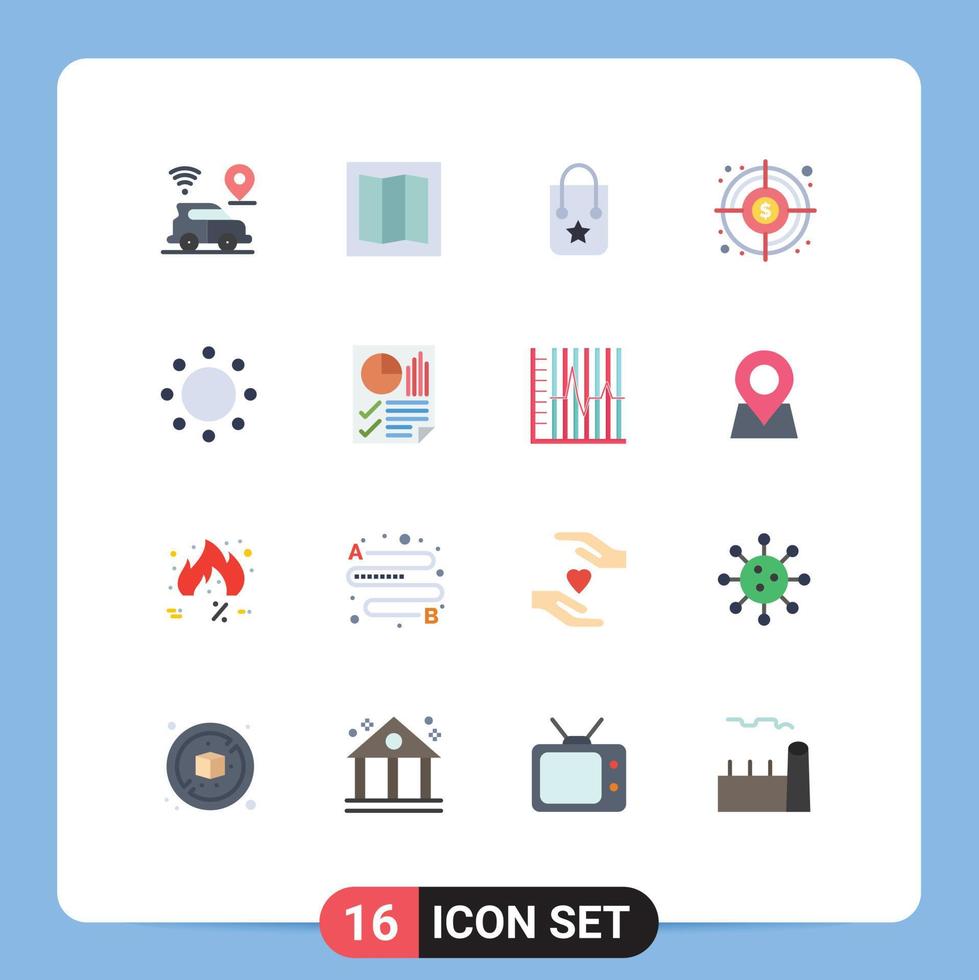 16 flaches Farbpaket der Benutzeroberfläche mit modernen Zeichen und Symbolen von Symbolen unterzeichnen Reiseverpflichtungsziel editierbares Paket kreativer Vektordesignelemente vektor