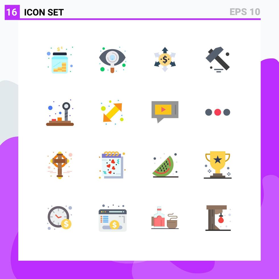 uppsättning av 16 vektor platt färger på rutnät för spel kontrollera se verktyg konstruktion redigerbar packa av kreativ vektor design element