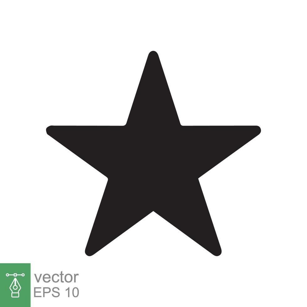 stjärna ikon. enkel fast stil. svart stjärna, silhuett, favorit, betyg stjärna emblem form, favorit begrepp. glyf vektor illustration design isolerat på vit bakgrund. eps 10.