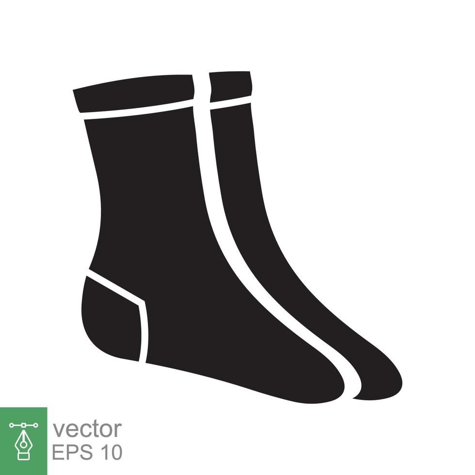 Socken-Symbol. einfacher solider Stil. tragen, schwarz, warme socke, baumwolle, wolle, winter, modekonzept. Glyphenvektor-Illustrationsdesign lokalisiert auf weißem Hintergrund. Folge 10. vektor