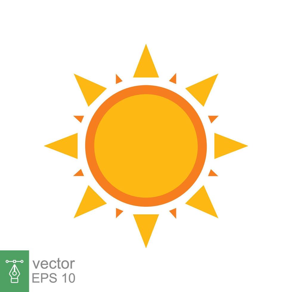 Sonne-Symbol. einfacher flacher Stil. sonnenschein, sonnige gelbe morgenfarbe, sonnenaufgang, sommerkonzept. Vektorillustrationsdesign lokalisiert auf weißem Hintergrund. Folge 10. vektor