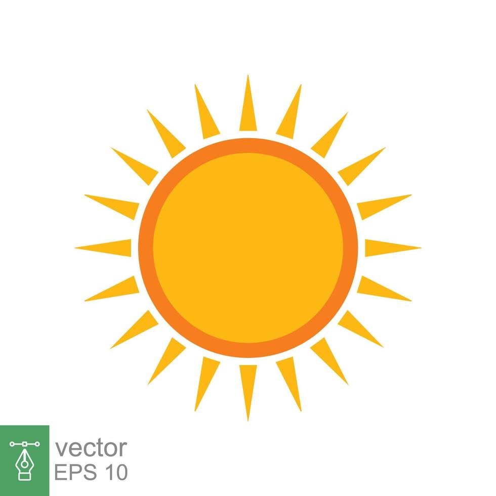 Sonne-Symbol. einfacher flacher Stil. sonnenschein, sonnige gelbe morgenfarbe, sonnenaufgang, sommerkonzept. Vektorillustrationsdesign lokalisiert auf weißem Hintergrund. Folge 10. vektor