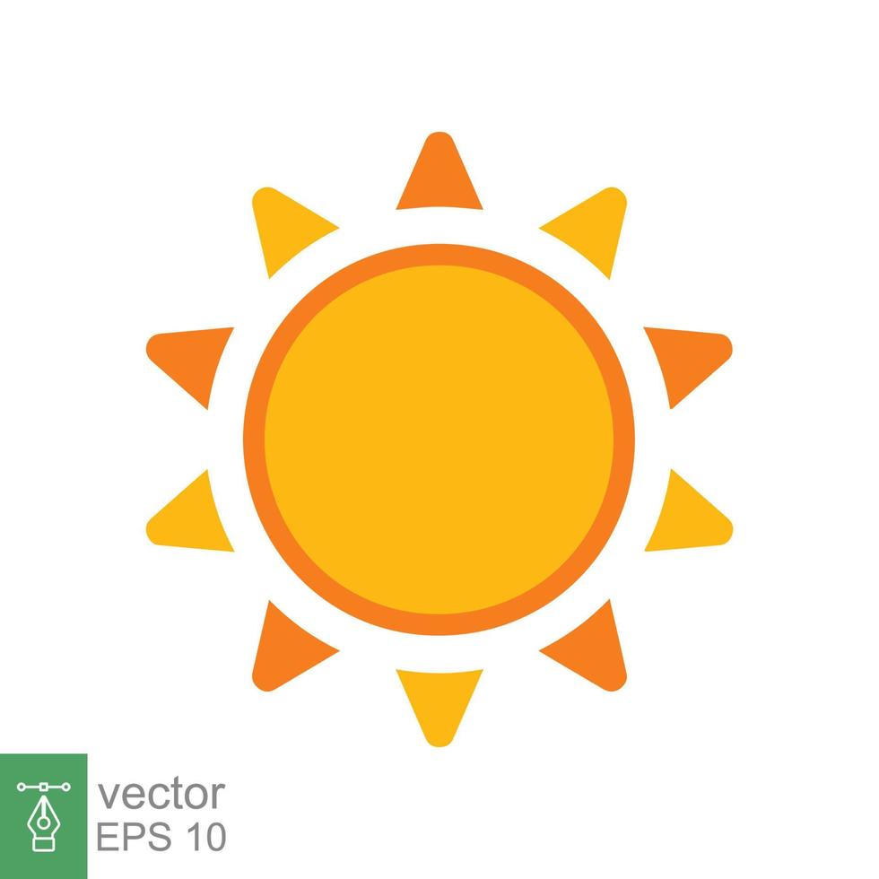 Sonne-Symbol. einfacher flacher Stil. sonnenschein, sonnige gelbe morgenfarbe, sonnenaufgang, sommerkonzept. Vektorillustrationsdesign lokalisiert auf weißem Hintergrund. Folge 10. vektor