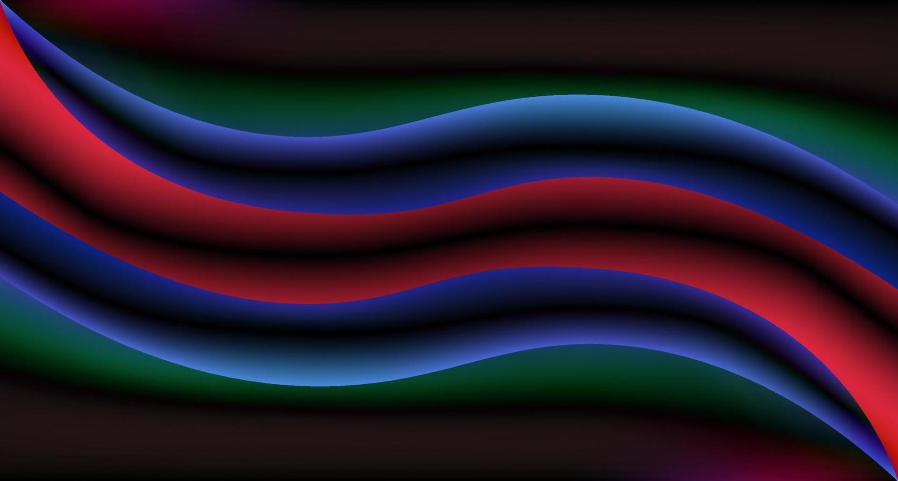 dunkle welle mit rot-blauem verlaufslichteffekt. retro futuristische flüssige neonfarbe. abstrakte Hintergrunddesignvorlage für Tapete, Banner, Poster, Cover, Flyer, Präsentation, Werbung usw vektor
