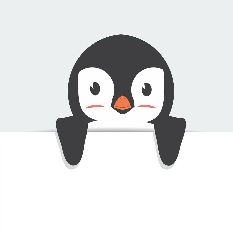söt pingvin håller tecken tecknad vektor