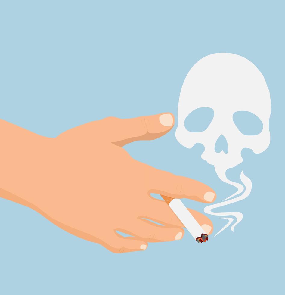 Hand mit Zigarettenrauchschädel vektor