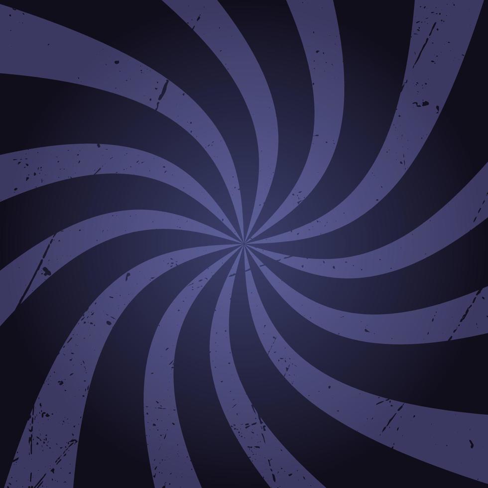Retro-Zirkus-Hintergrund mit gebogenen Strahlen. rotierende, spiralförmige Streifen. altes Papier. dunkelblauer Vintage-Hintergrund. vektor