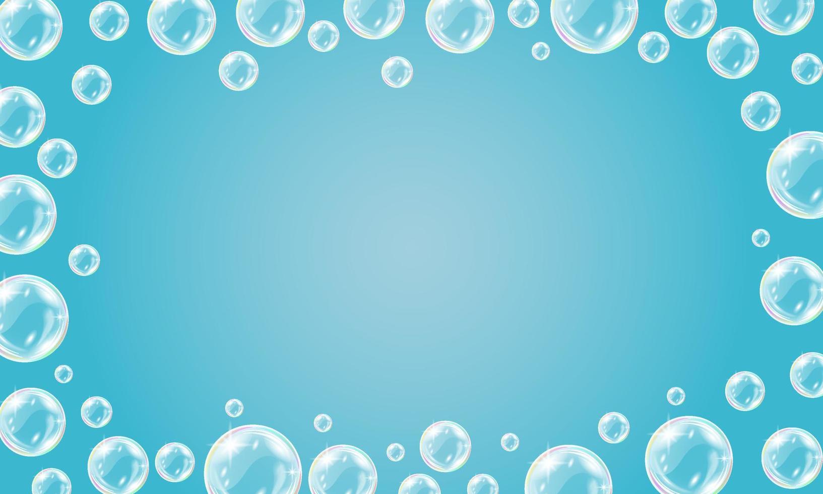 tvål bubblor bakgrund. vektor abstrakt blå vatten bakgrund.