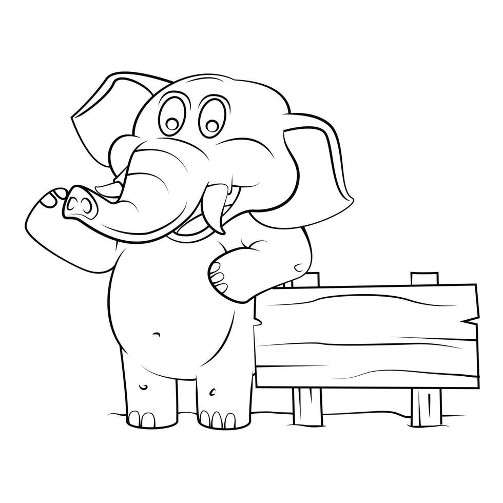 elefant mit holzfahnenskizze vektor