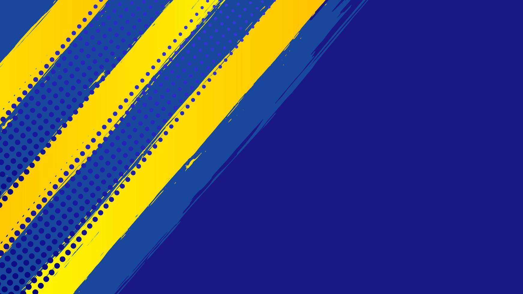 abstrakter Grunge-Hintergrundvektor mit Pinsel und Halbtoneffekt, Template-Design-Banner mit blauer und gelber Farbverlaufsfarbe der ukrainischen Flagge vektor