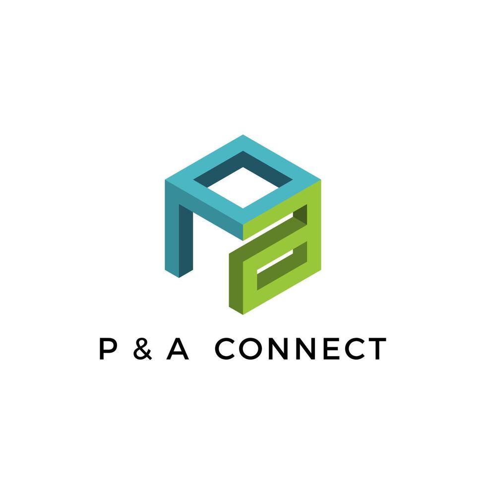 pa-Logo-Designs, p und eine sechseckige Logo-Vorlage vektor