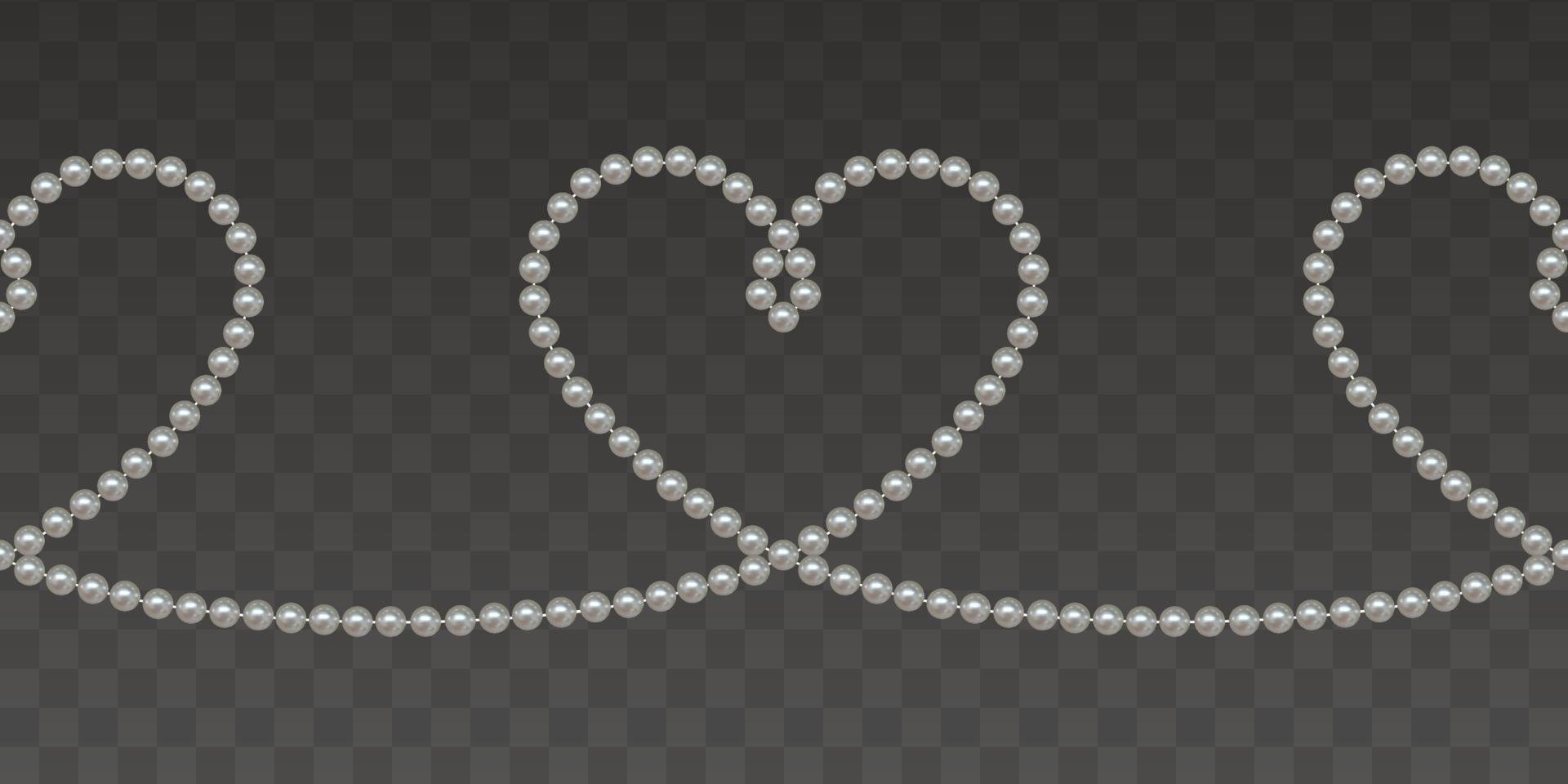 sömlös gräns med pärlor. hjärtan med pärlor för bröllop och hjärtans dag dekorationer vektor
