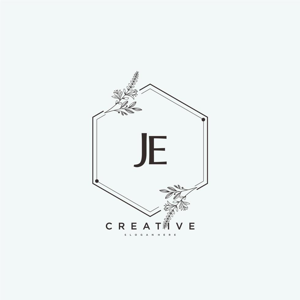 je Beauty Vector Initial Logo Art, Handschrift Logo der Erstunterschrift, Hochzeit, Mode, Schmuck, Boutique, Blumen und Pflanzen mit kreativer Vorlage für jedes Unternehmen oder Geschäft.