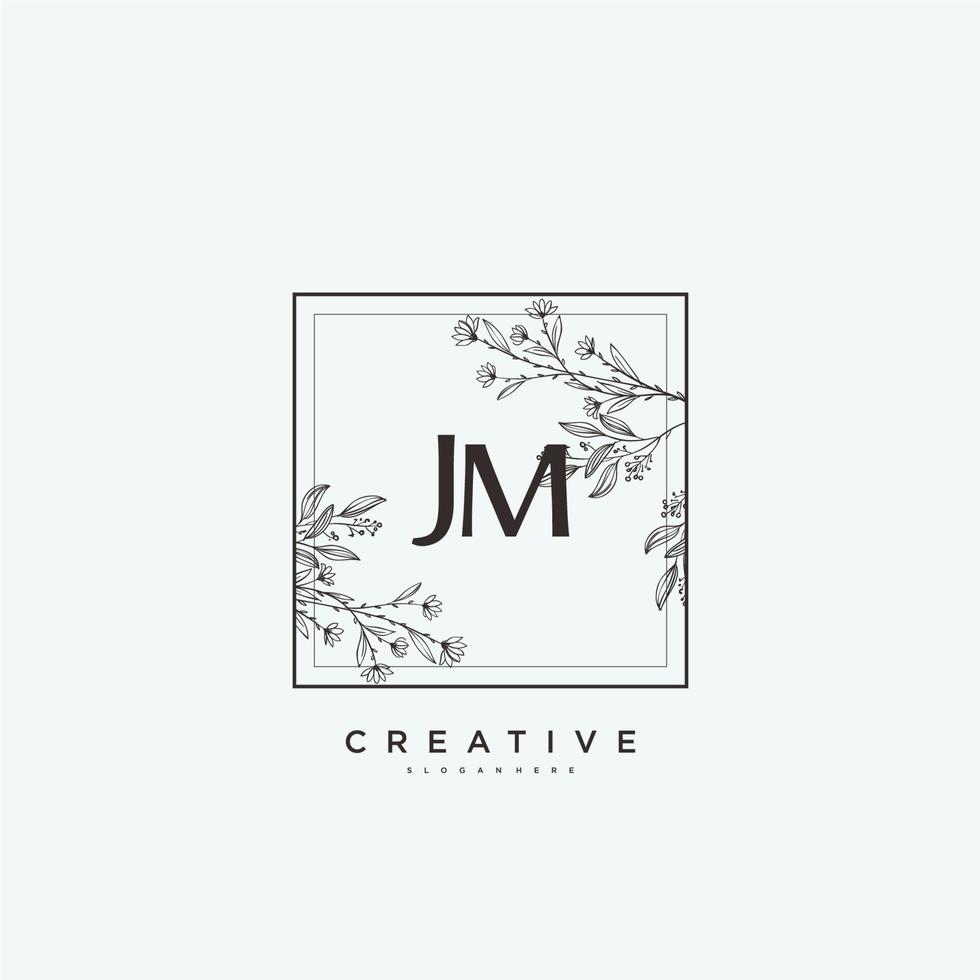 jm Beauty Vector Initial Logo Art, Handschrift Logo der Erstunterschrift, Hochzeit, Mode, Schmuck, Boutique, floral und botanisch mit kreativer Vorlage für jedes Unternehmen oder Geschäft.