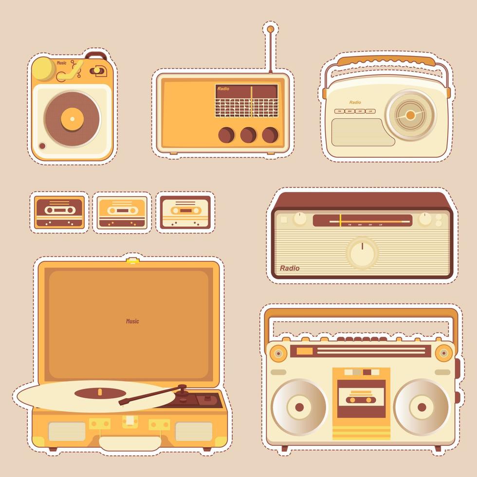 vintage radio set illustration vektor