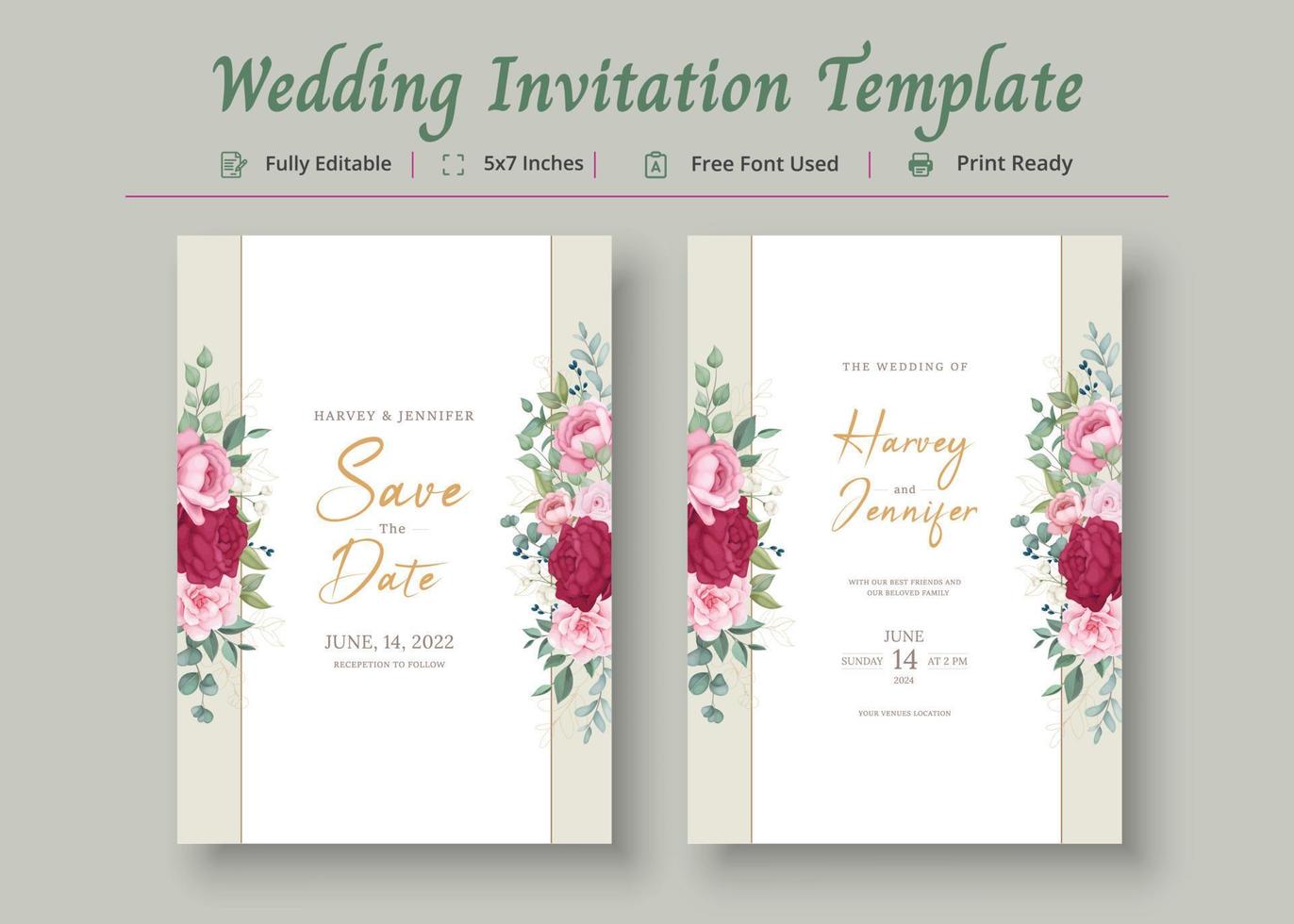 Hochzeitseinladungskartenvorlage, Einladungskartenplakat vektor