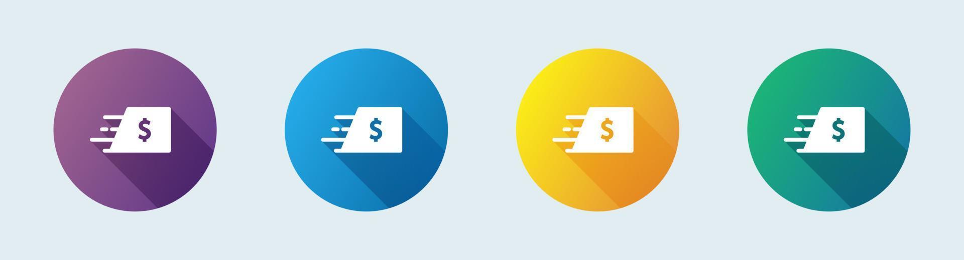 skicka pengar fast ikon i platt design stil. betalning tecken vektor illustration.