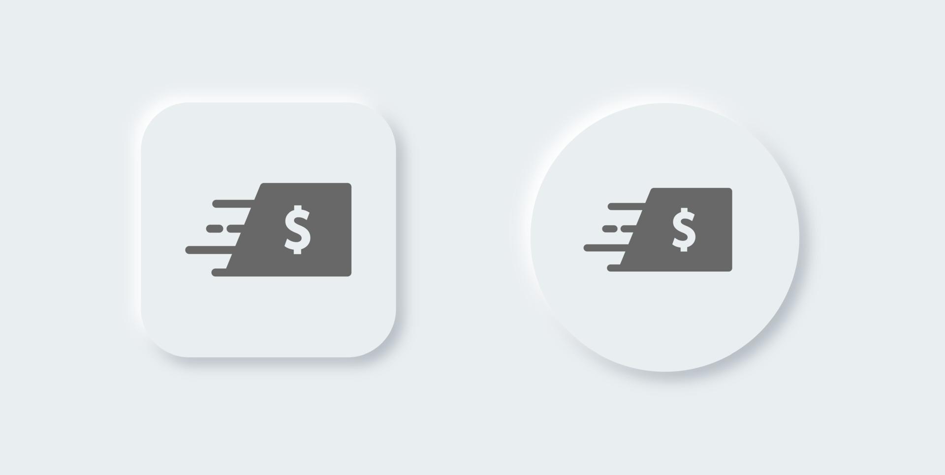 Senden Sie Geld solide Ikone im neomorphen Designstil. Zahlungszeichen-Vektorillustration. vektor