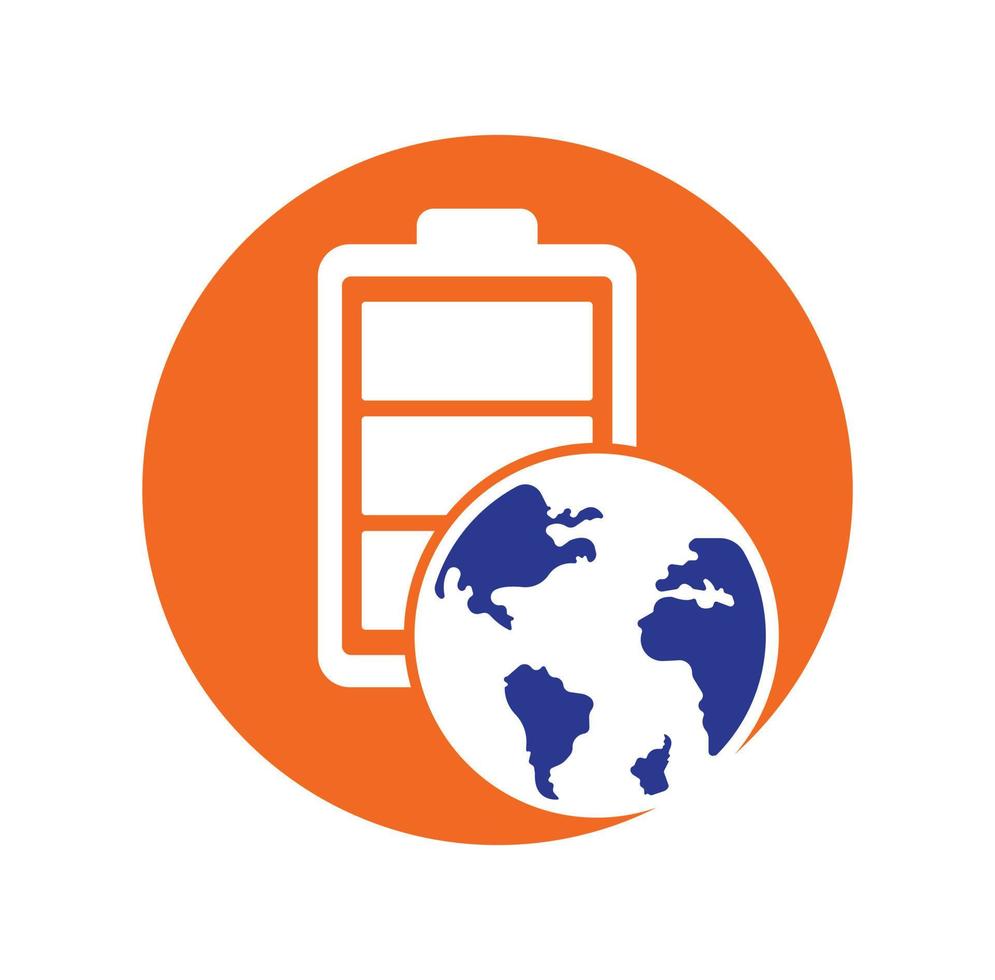 globale Energie-Vektor-Logo-Design-Vorlage. Globus und Batterie-Icon-Design. vektor