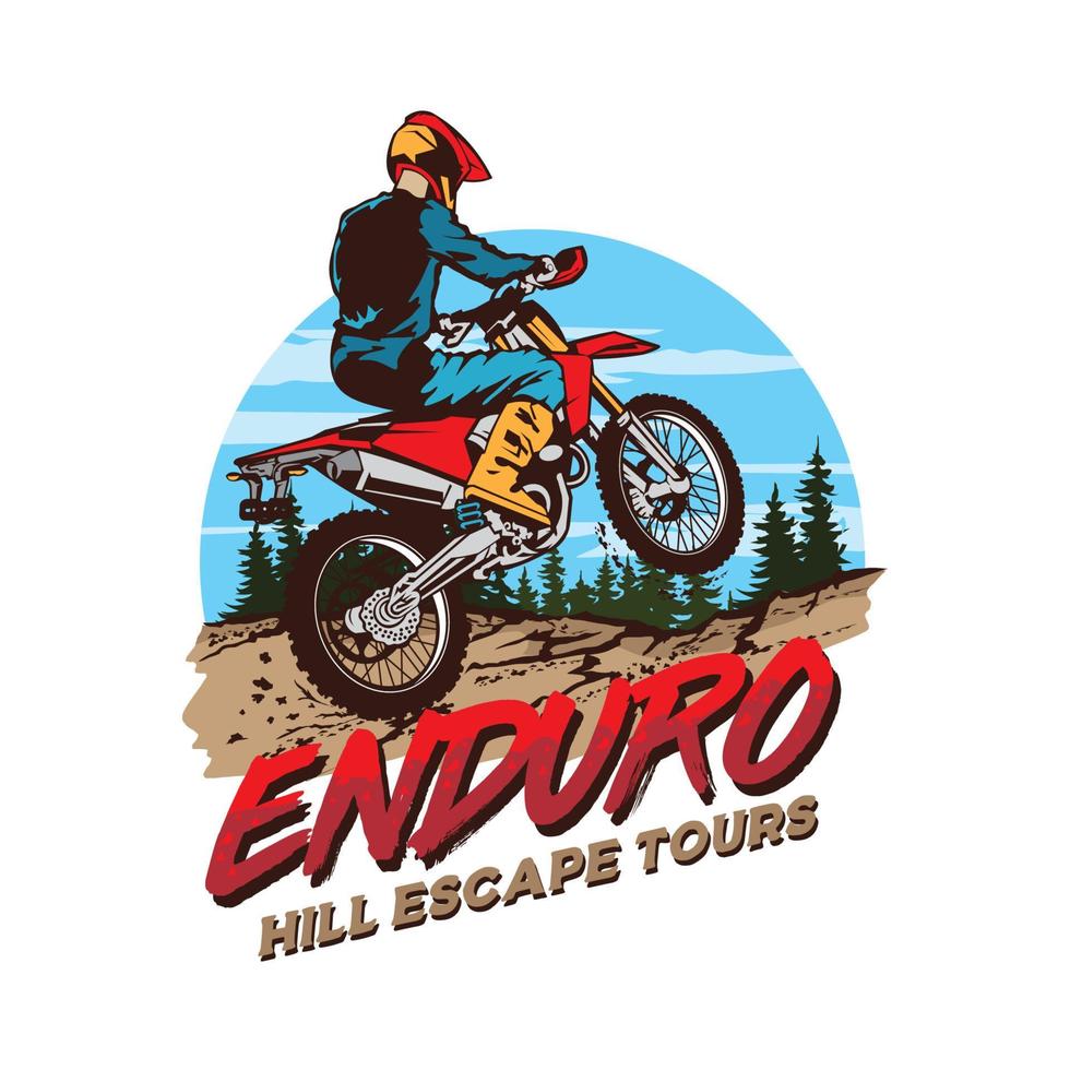 Motocross-Enduro-Aufstiegsvektorillustration, perfekt für T-Shirt-Design und Meisterschafts-Event-Logo-Design vektor