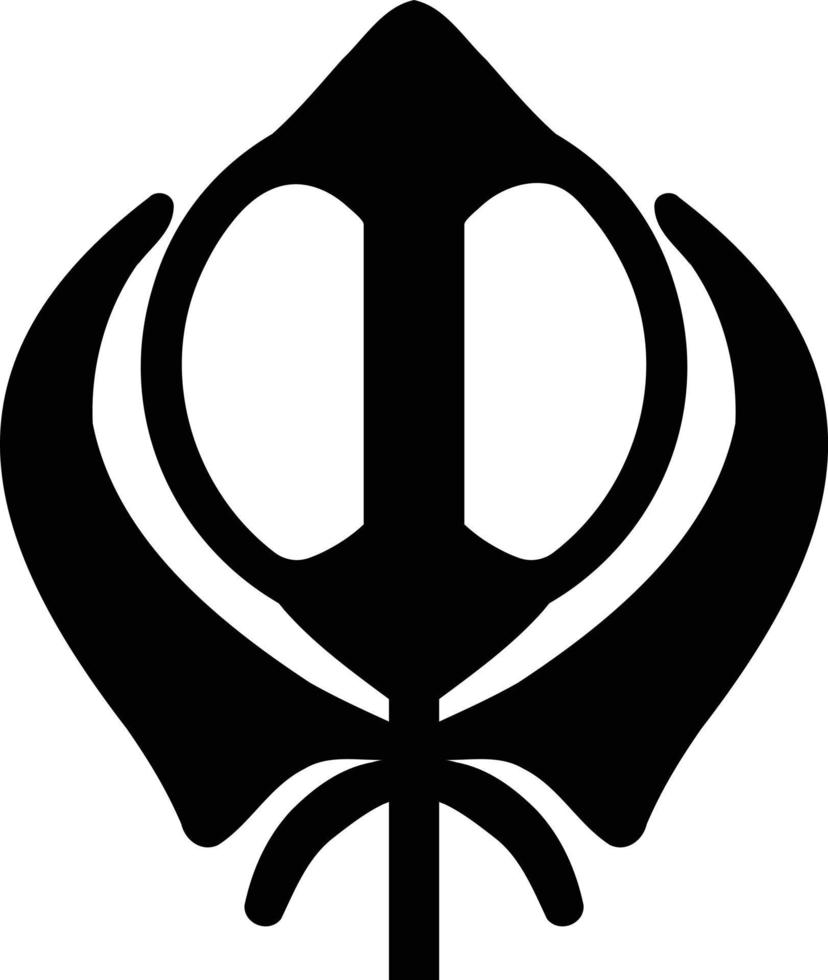 Sikhismus religiöses Symbol Schwarz-Weiß-2D-Symbol vektor