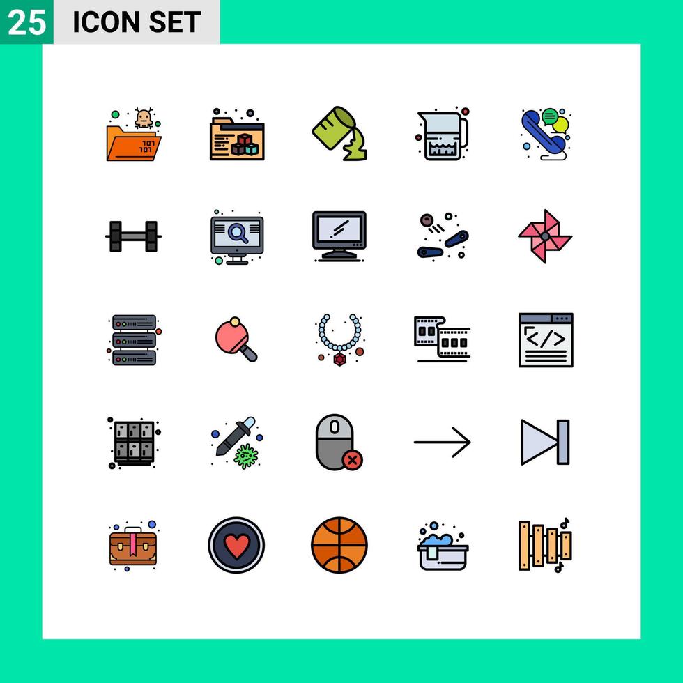 piktogram uppsättning av 25 enkel fylld linje platt färger av sport prata fuktig linje mjölk kanna redigerbar vektor design element