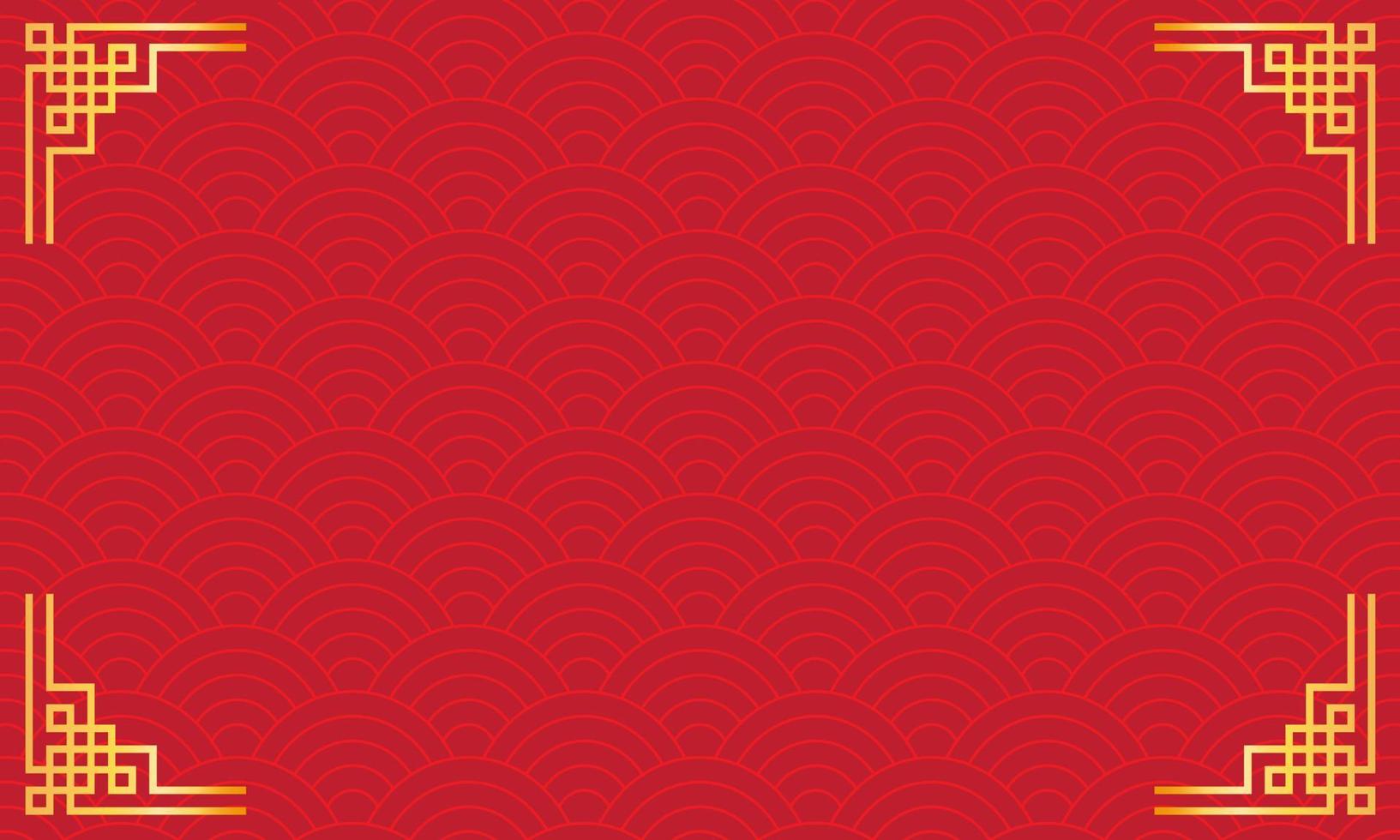 chinesischer goldrahmen mit orientalischen asiatischen elementen auf rotem hintergrund, für hochzeitseinladungskarte, frohes neues jahr, alles gute zum geburtstag, valentinstag, grußkarten, poster oder webbanner. Folge10 vektor