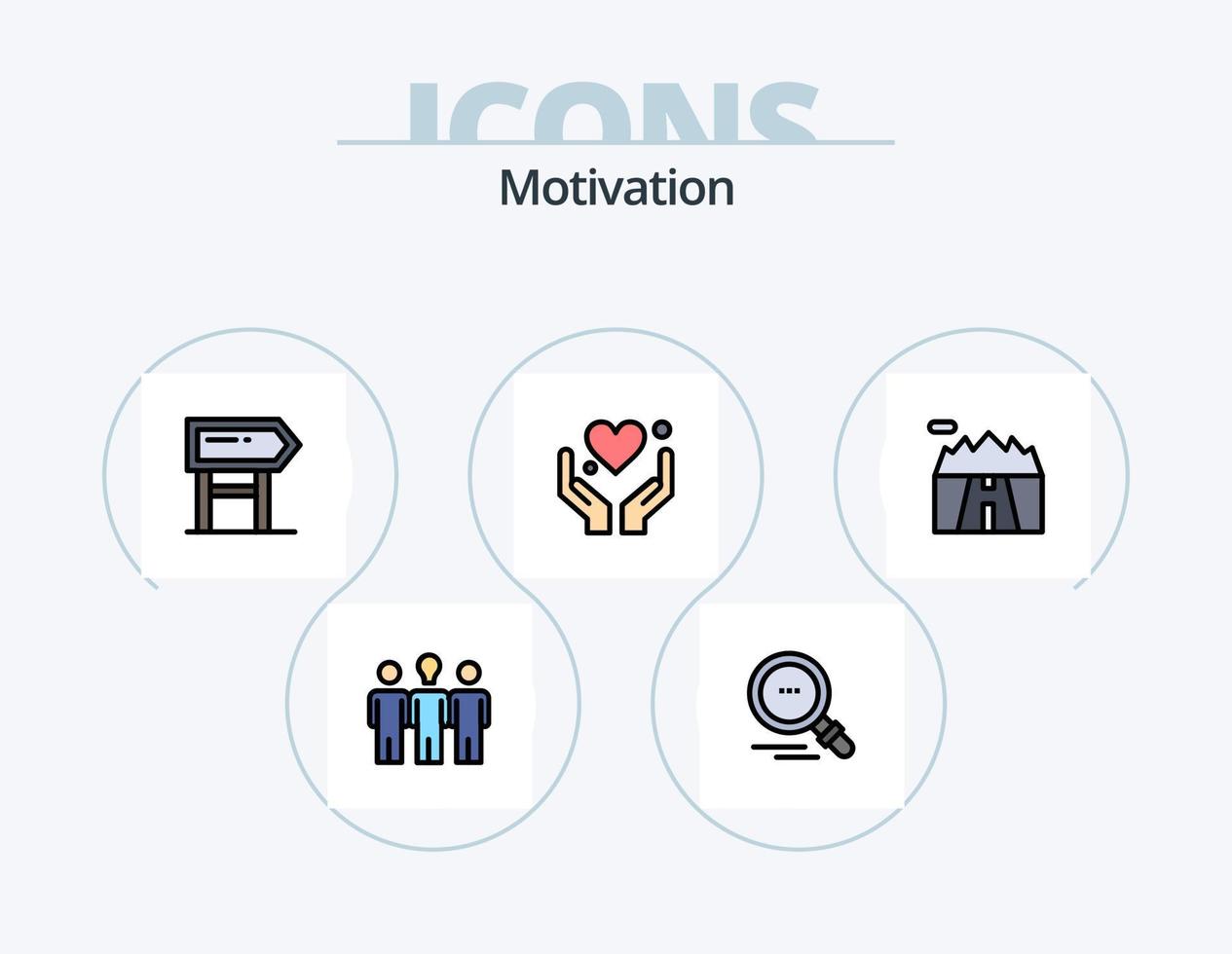 Motivationslinie gefüllt Icon Pack 5 Icon Design. Mission. vollendet. Planke. Professor. Konferenz vektor