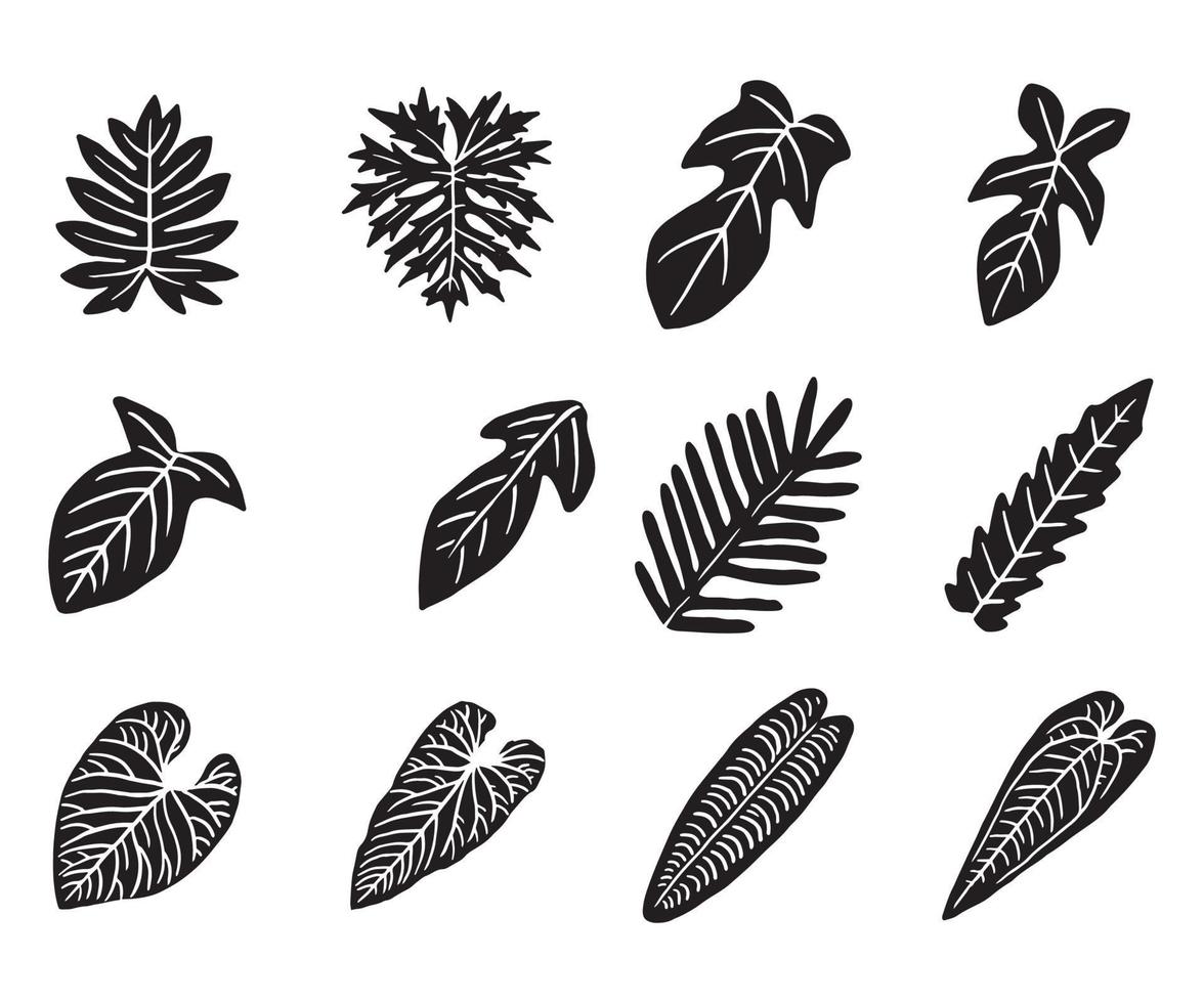 tropische Pflanzenblatt-Doodle-Symbol vektor