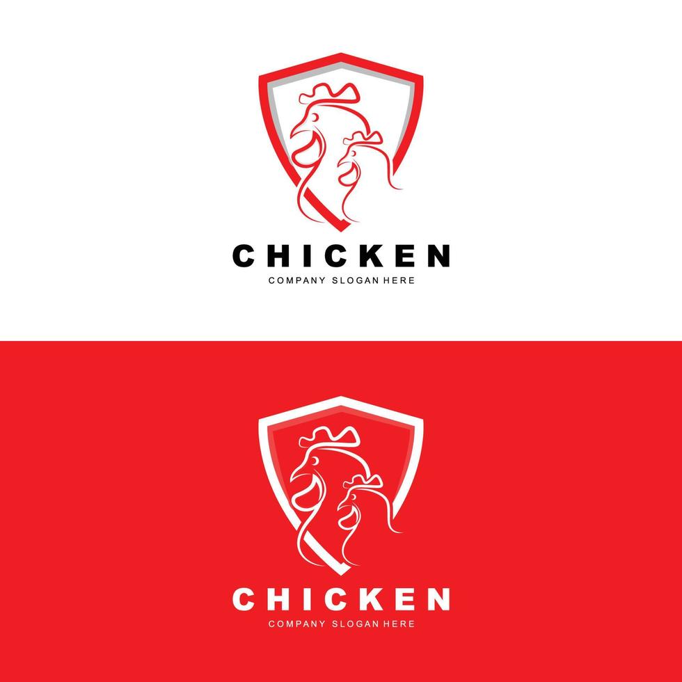kyckling logotyp, bruka djur- vektor, design för kyckling odla, friterad kyckling restaurang, Kafé vektor