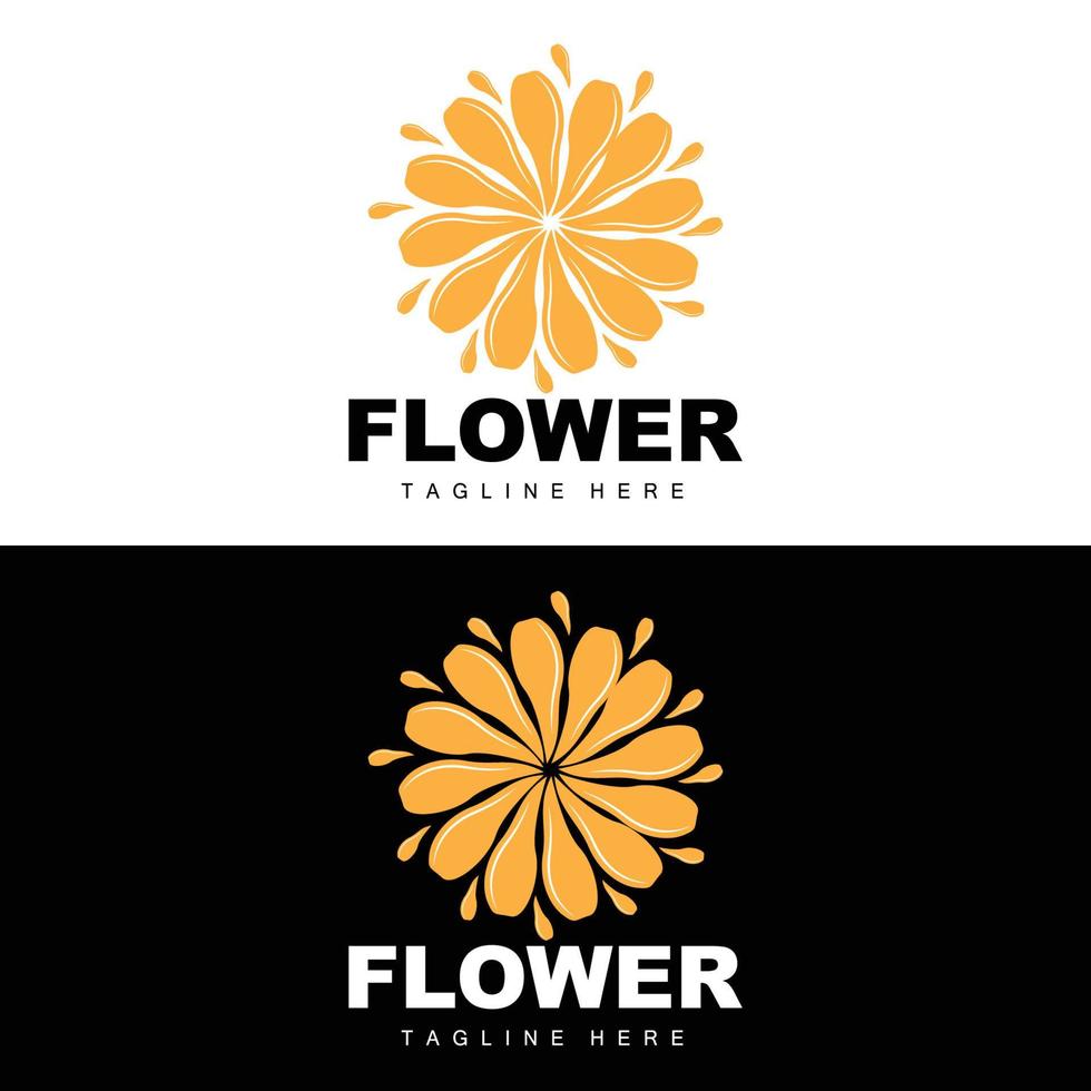 Blumenlogo, Blumengartendesign mit einfacher Stilvektorproduktmarke, Schönheitspflege, natürlich vektor
