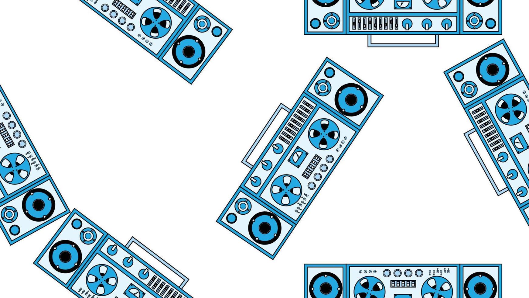 sömlös mönster ändlös med musik audio kassett gammal retro tejp inspelare årgång hipster från 70-talet, 80-tal, 90s isolerat på vit bakgrund. vektor illustration