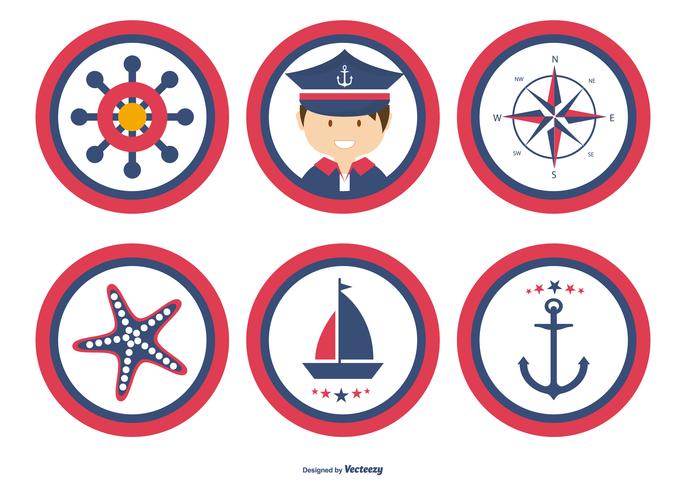 Gullig Nautical Badge Collection vektor