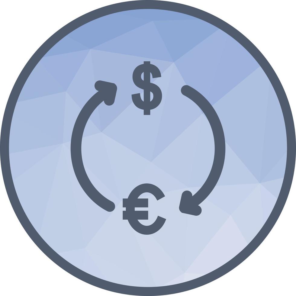 dollar till euro låg poly bakgrund ikon vektor