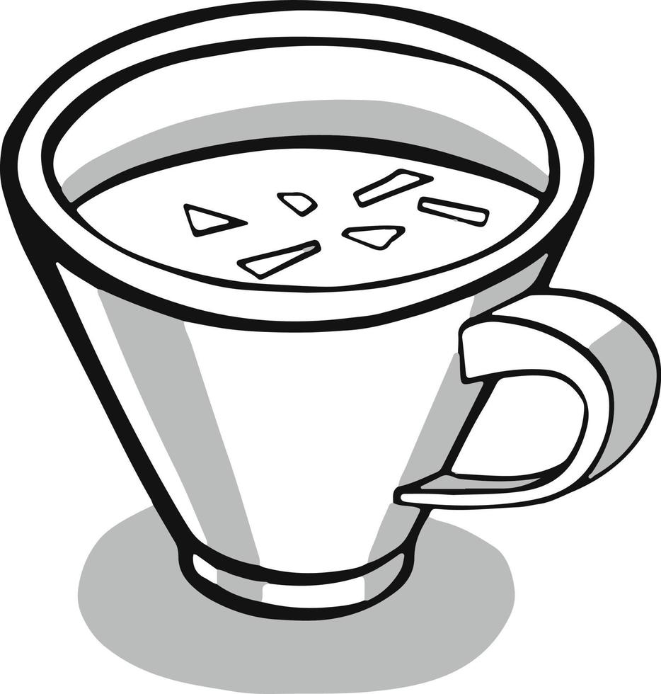 tasse mit tee- oder kaffeeseitenansicht. handgezeichneter Vektor
