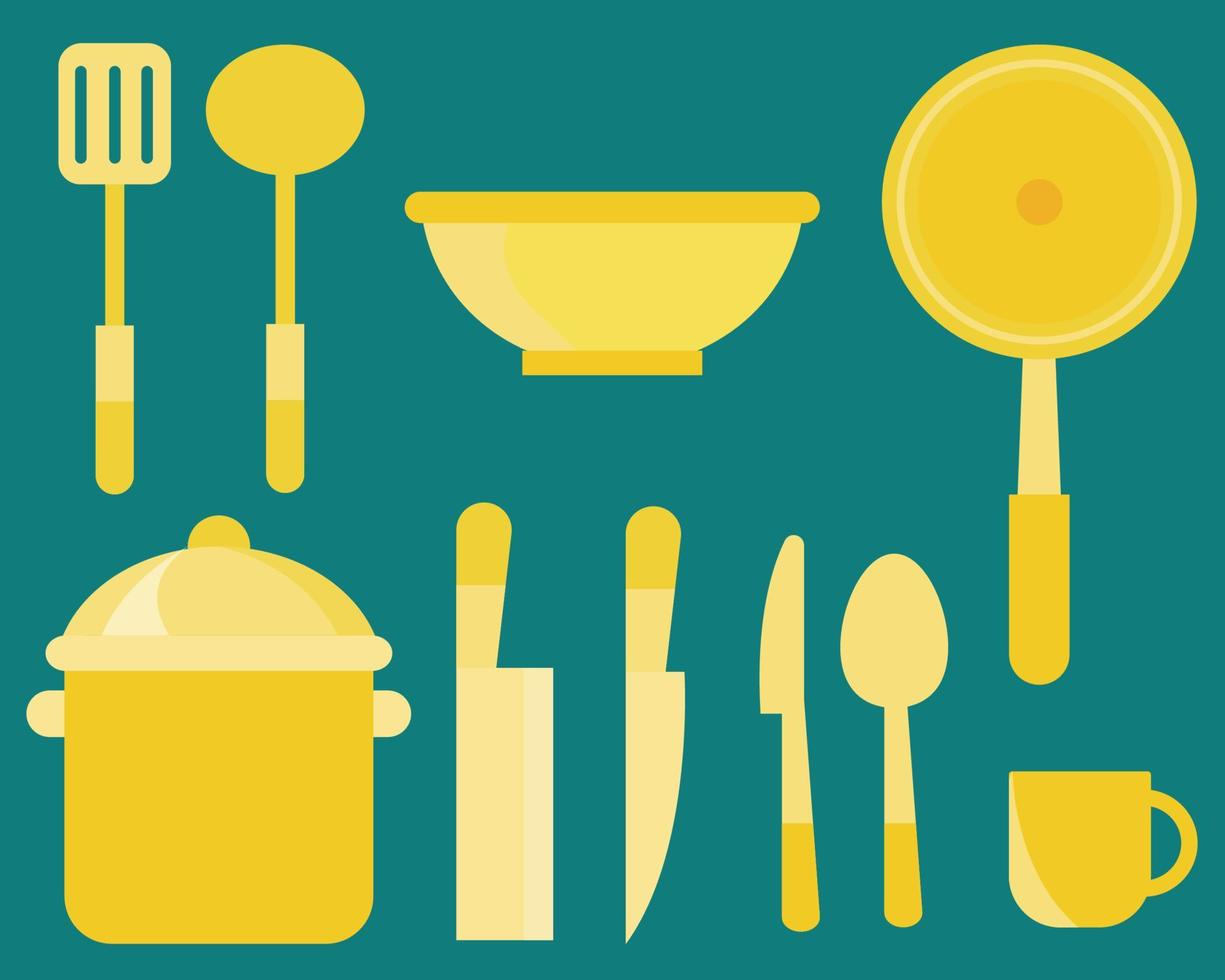 Design-Elemente für Küchenutensilien, Sammlung moderner Werkzeuge für Küchenutensilien. Haushalts-Cartoon-Vektorstil für Ihr Design. vektor