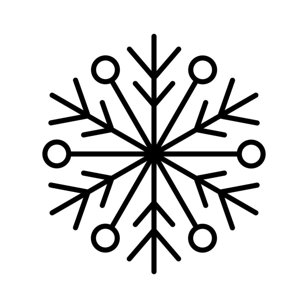hand gezeichnete vektorlinie winterschneeflocke der lokalisierten symbolschattenbild auf weißer hintergrundillustration. Perfekt für alle Designs vektor