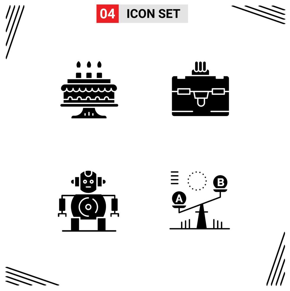 4 kreativ ikoner modern tecken och symboler av födelsedag balans väska cnc gungbräda redigerbar vektor design element