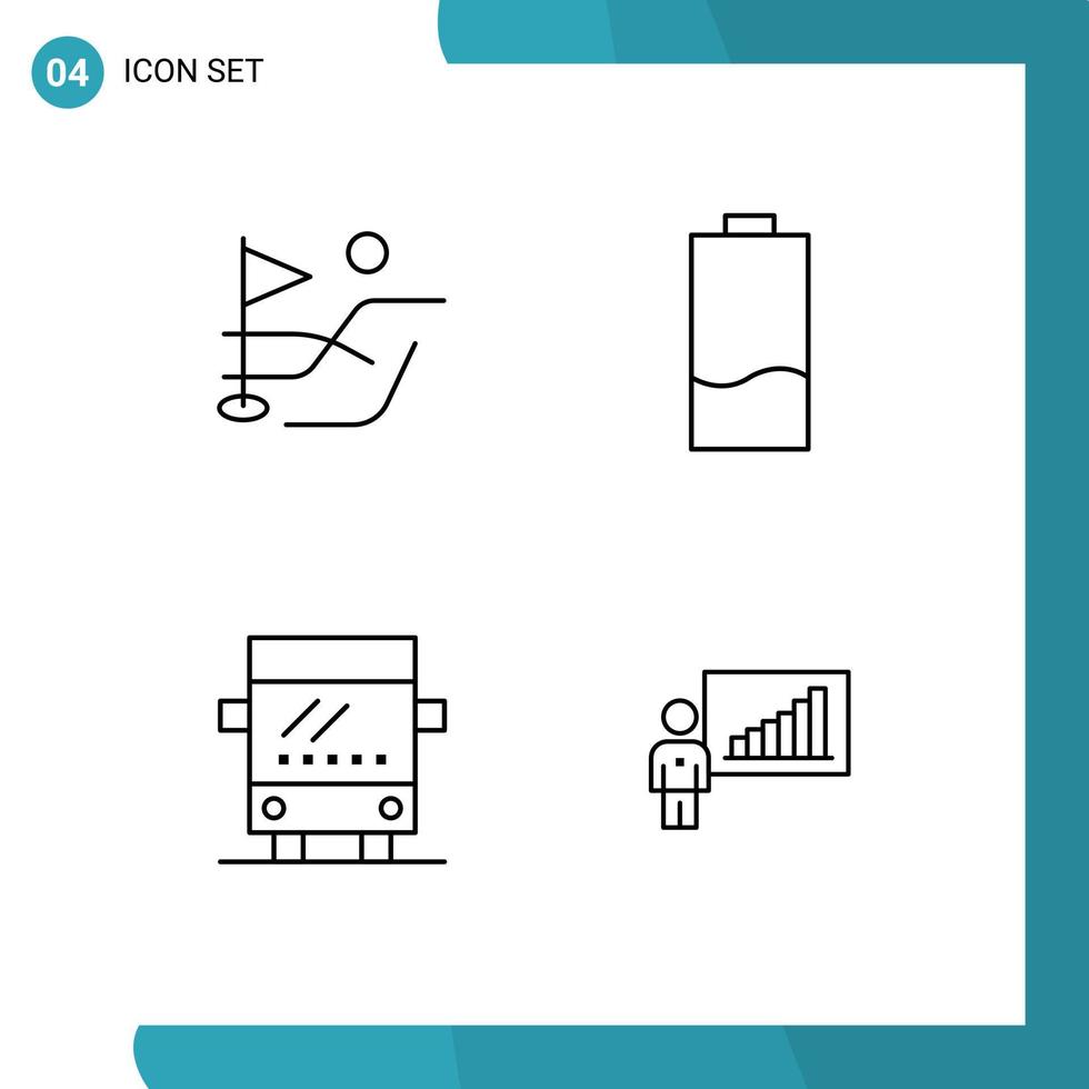 satz von 4 modernen ui-symbolen symbole zeichen für ball regelmäßige batterieenergiediagramm editierbare vektordesignelemente vektor