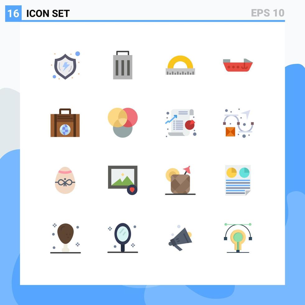 grupp av 16 modern platt färger uppsättning för företag motor användare båt linjal redigerbar packa av kreativ vektor design element