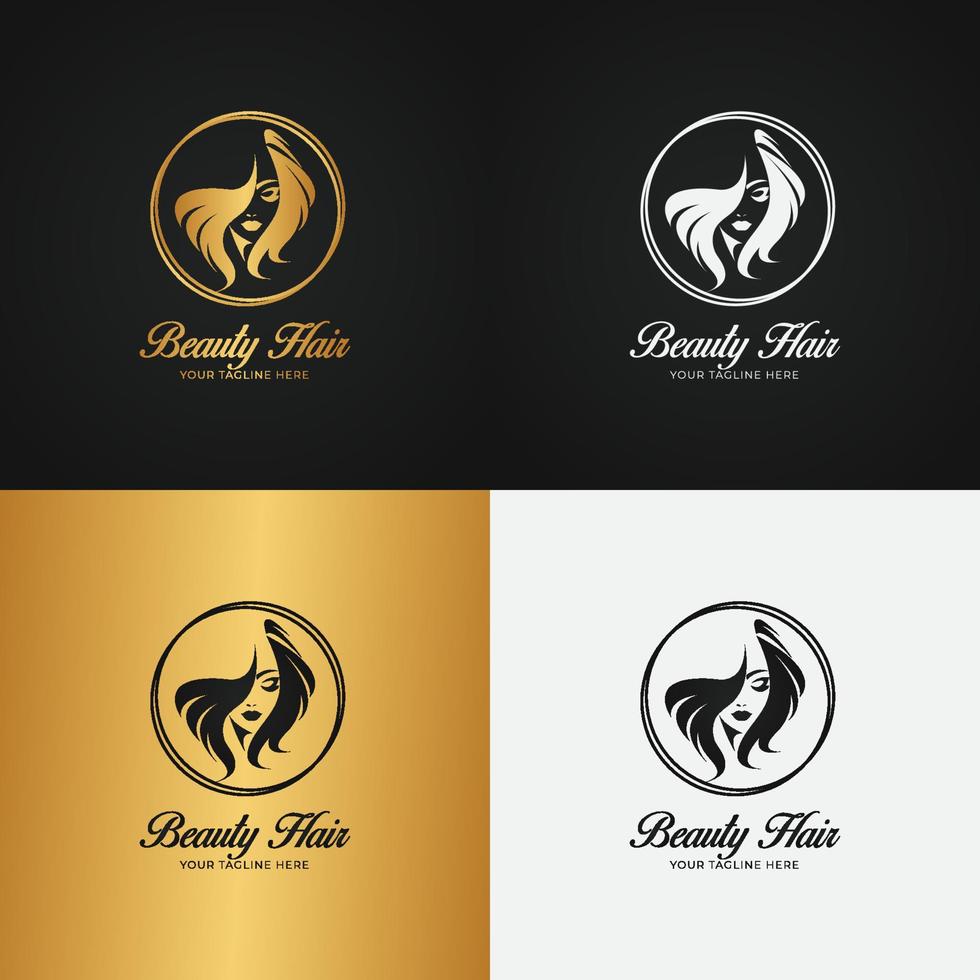 skönhet hår salong företag logotyp med annorlunda färger vektor