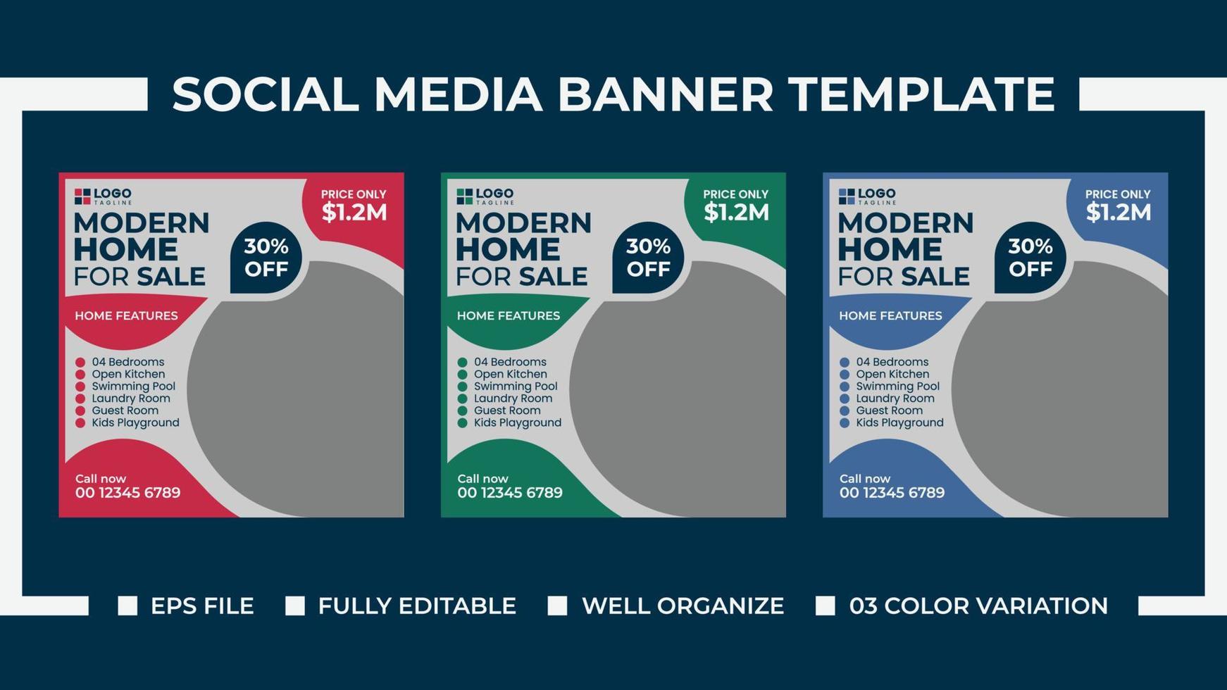 modern Hem försäljning social media annonser baner mall vektor