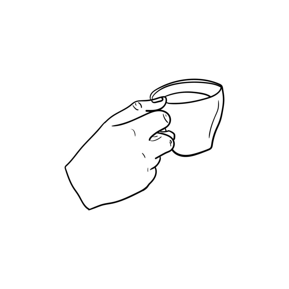 hand innehav en kopp av kaffe ikon, linje konst av hand innehav en kopp av kaffe vektor