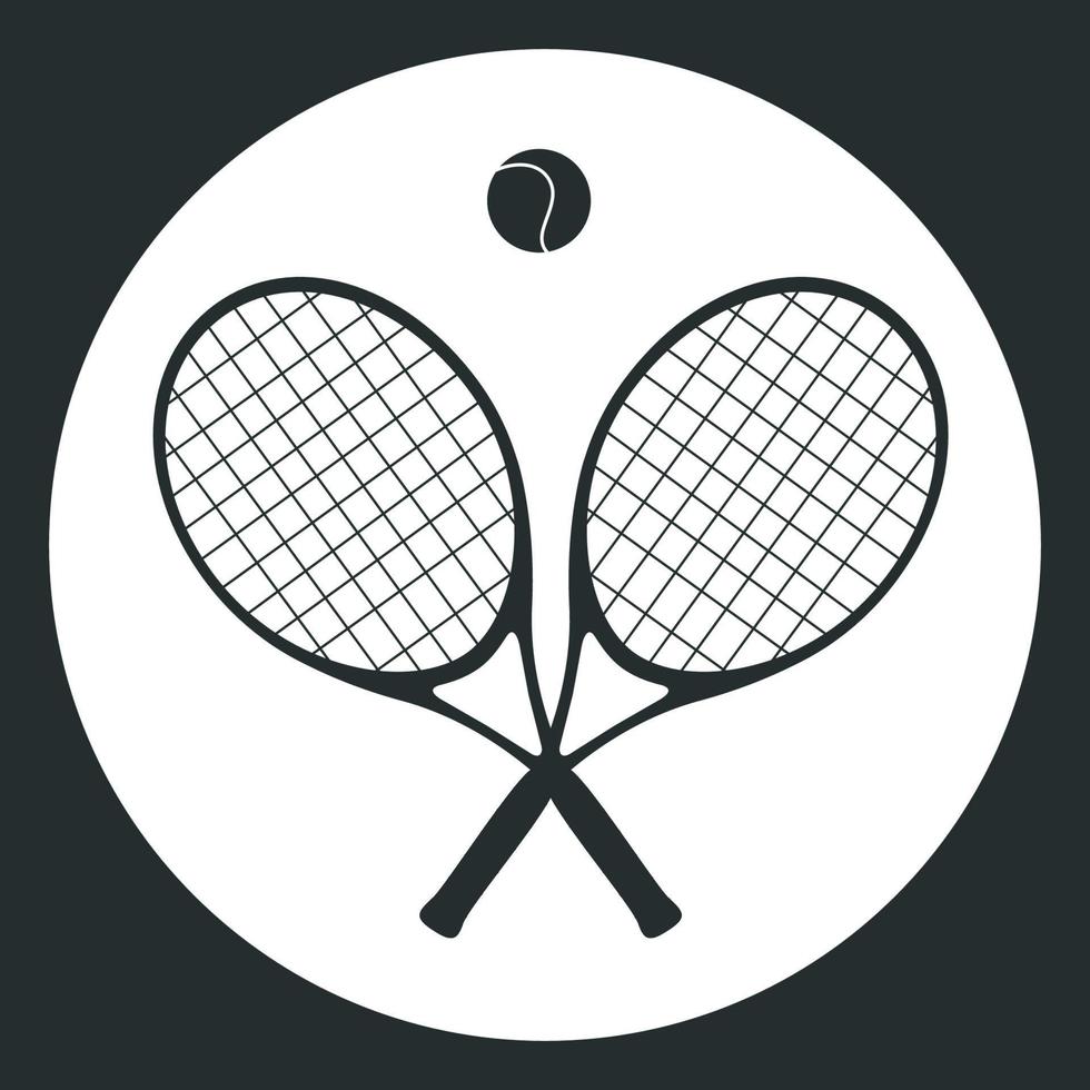 platt vektor silhuett illustration. hand dragen tennis racketar och en boll för logotyp.